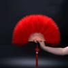 Chinese Handheld Feather Fan Colorful Traditional Wedding Folding Fan With Tassels Elegant Show Dance Fan Wedding Party Decor