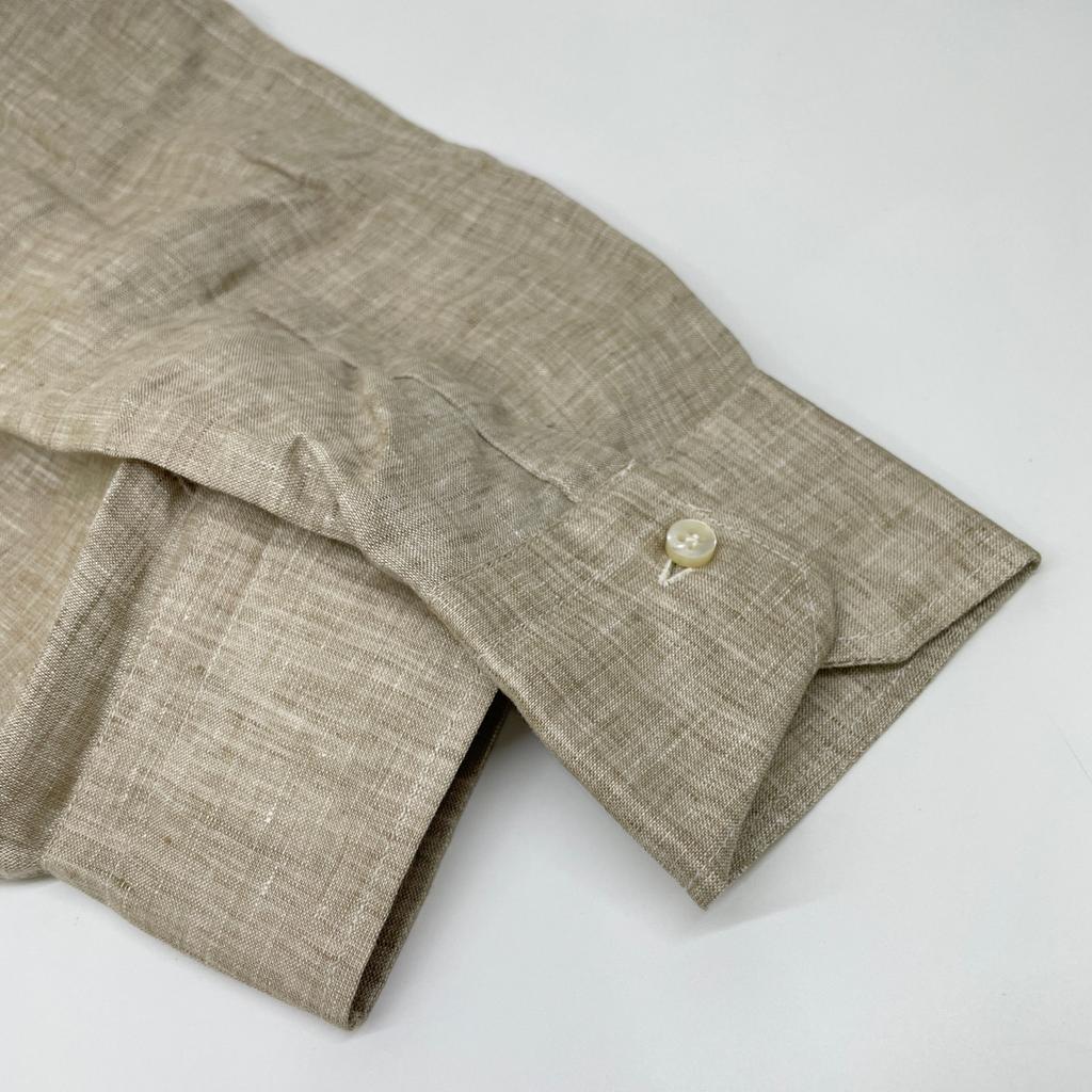 Massimo d'Augusto Beige MAX6 100% Linen One-Piece Button-Down Shirt Tops M beigeUsed