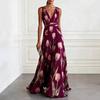 Women's V Neck Sleeveless Floral Maxi Dress Slim Fit High Waist Elegant Party Chiffon Dress