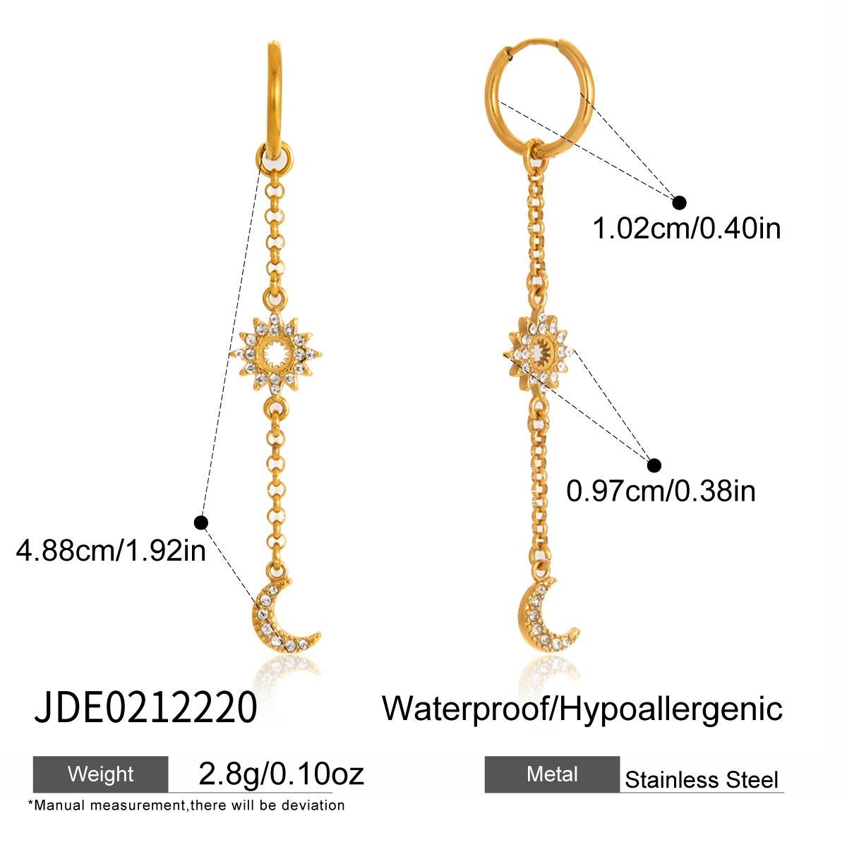 Youthway Crystal Moon Star Drop Earrings For Women Minimalist 18K Gold Plated Stainless Steel Tassel Earrings Fashion Jewelry