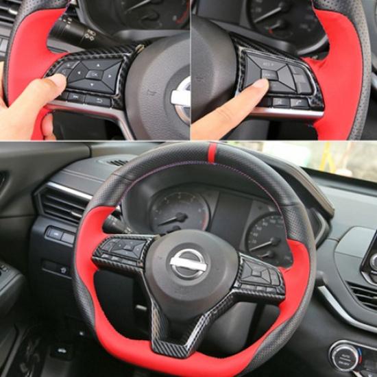 Carbon Fiber ABS Interior Steering Wheel Cover Trim For Nissan Altima