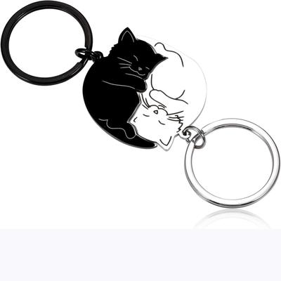 Schlüsselanhänger als Pärchengeschenk, süßes Valentinstagsgeschenk für Freundin, Freund, ihn, sie, Katzenliebhaber, Ehemann, Ehefrau, Verlobte, passendes Geschenk mit Katze