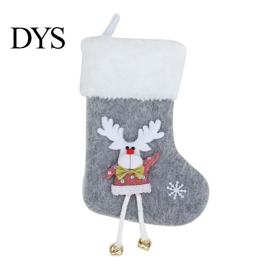 Kids Candy Gift Holders Plush Christmas Stocking Pendant with Santa Claus/Snowman/Elk Designs, Fabric Hanging Winter Holiday Party Scene Props