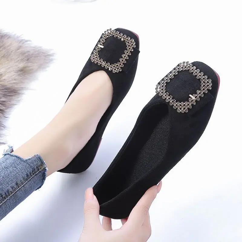 Fashion Square Toe Slip-on Shoes for Women Low Heel Elegant Woman Flats Casual Popular Fashionable Price Shoe Spring Chic Point Stylish