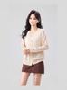 Plus Size Women's Knit Cardigan - Single-Breasted, Hollow-Out, Solid Color, Versatile for Spring/Autumn
