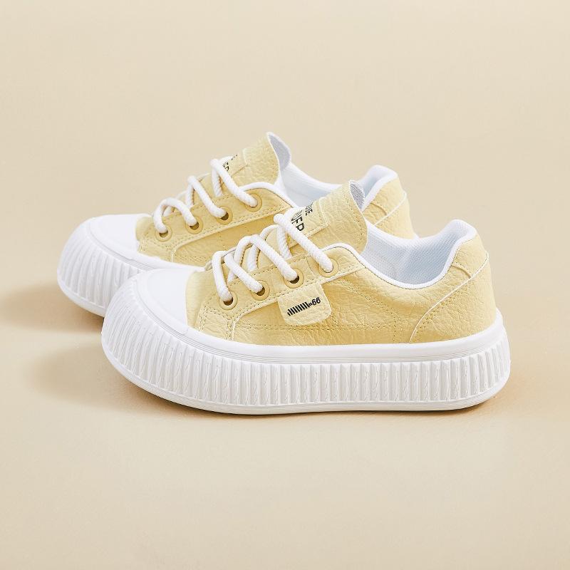 

Женские повседневные кроссовки на массивной платформе, легкие нескользящие кроссовки для ходьбы из искусственной кожи на шнуровке, удобные теннисные кроссовки для женщин 40 светло-желтого