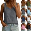 Canotta Casual da Donna Senza Maniche Scollo a V Vestibilità Larga Monocolore Leggera Blusa Estiva per Uso Quotidiano e Attività all'Aperto