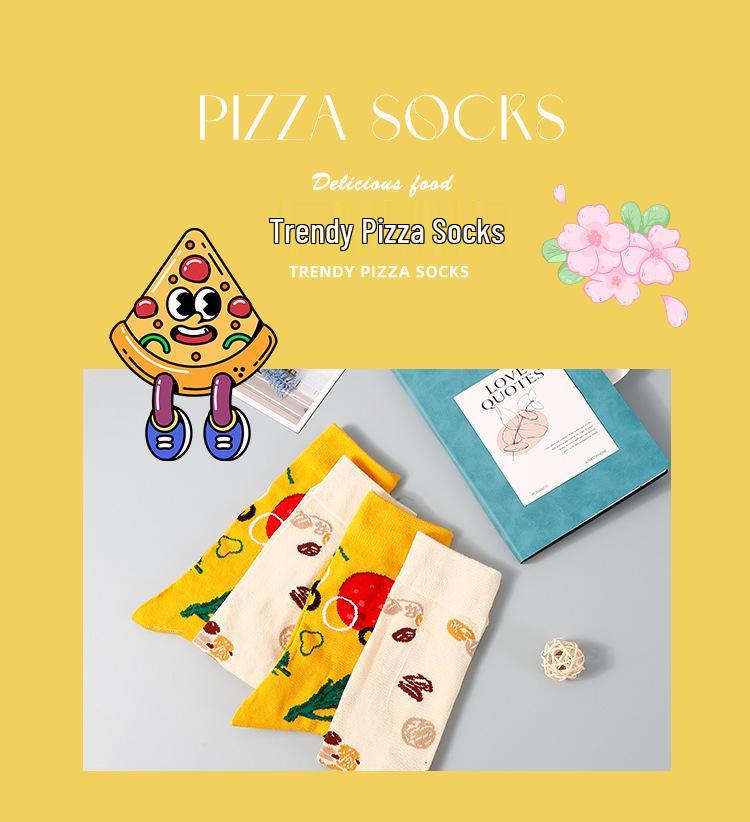 Pizza Box Novelty Cotton Socks – Unisex, Anti-Odor, Sweat-Absorbing, Breathable.