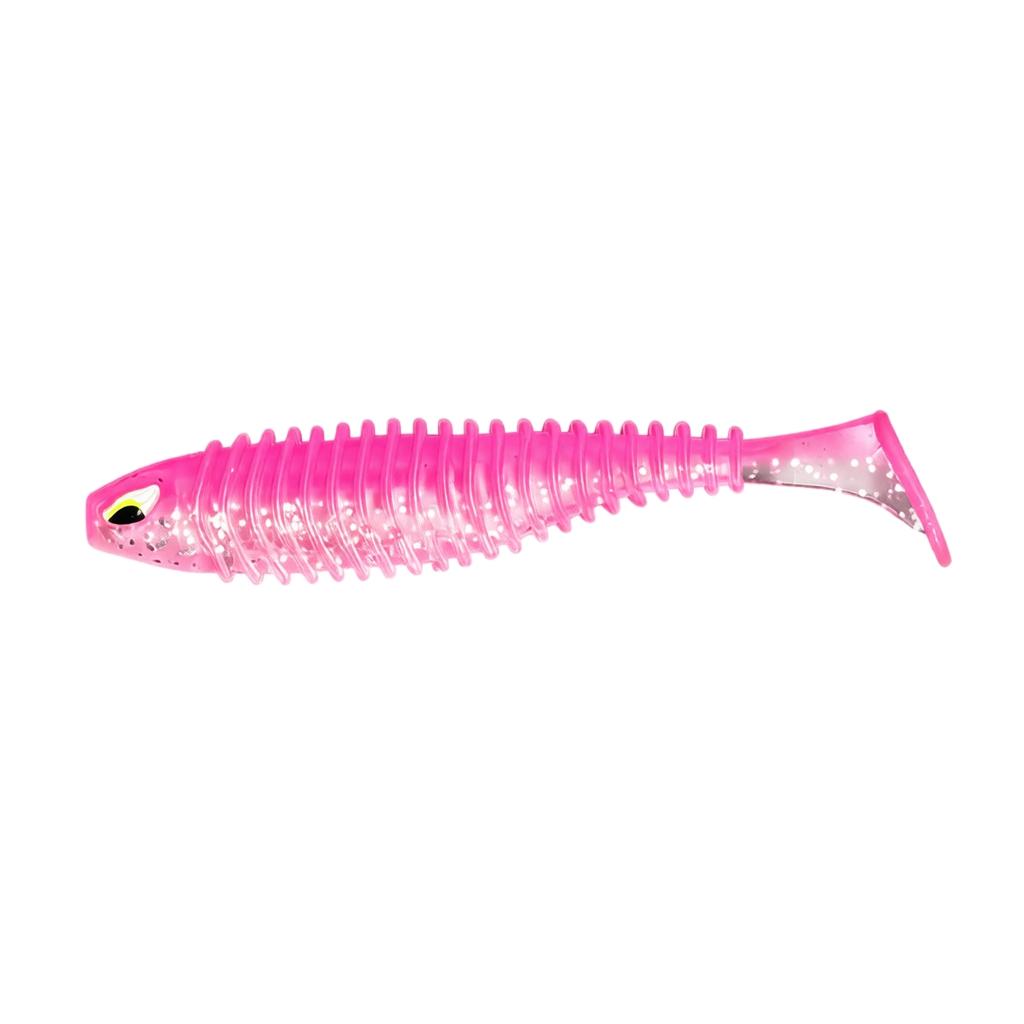 Soft Fishing Lure 6 5cm 2g Ribbed Body Swimbait with Eye Detail and T-Tail Design Bionic PVC Sinking Bait Double Color Spiral Pattern