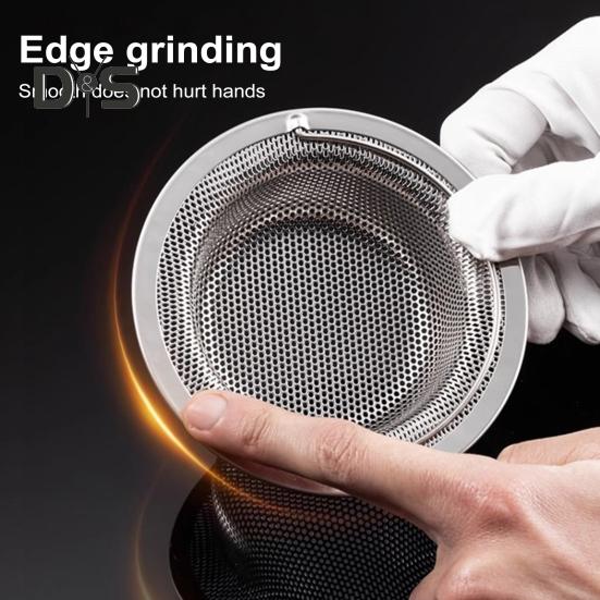 Filtre d'évier de cuisine en acier inoxydable Grand support de débris alimentaires Panier de vidange anti-obstruction à mailles fines Poignée facile à soulever Filtre d'égout durable
