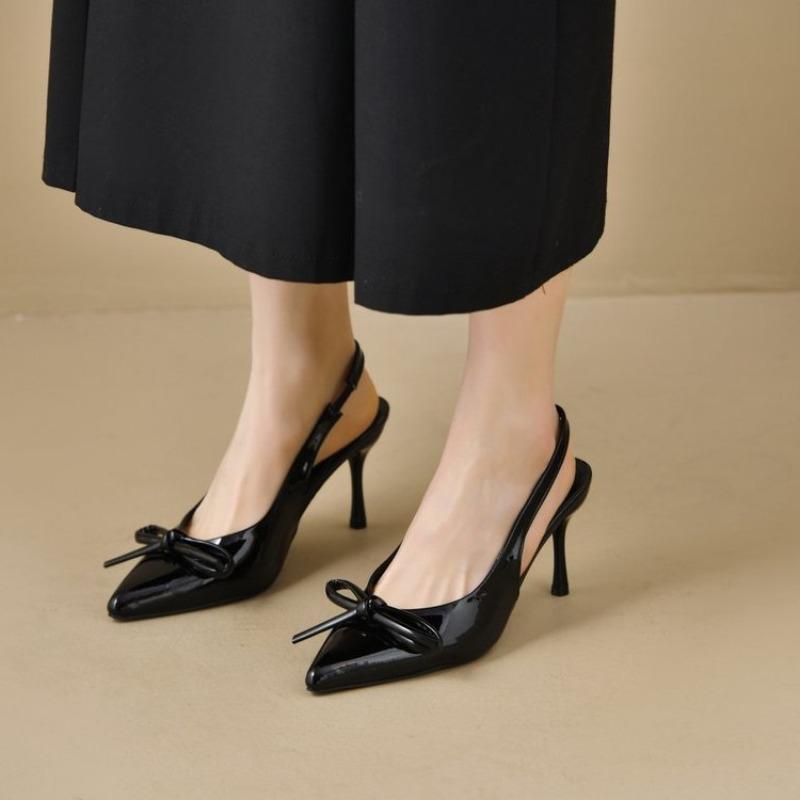 Fashion Hot Selling 2025 New Beaded Mesh Slingback Heels for Women Luxury Pointed Toe Heeled Pumps  Lady Pumps Summer Stiletto Shoe