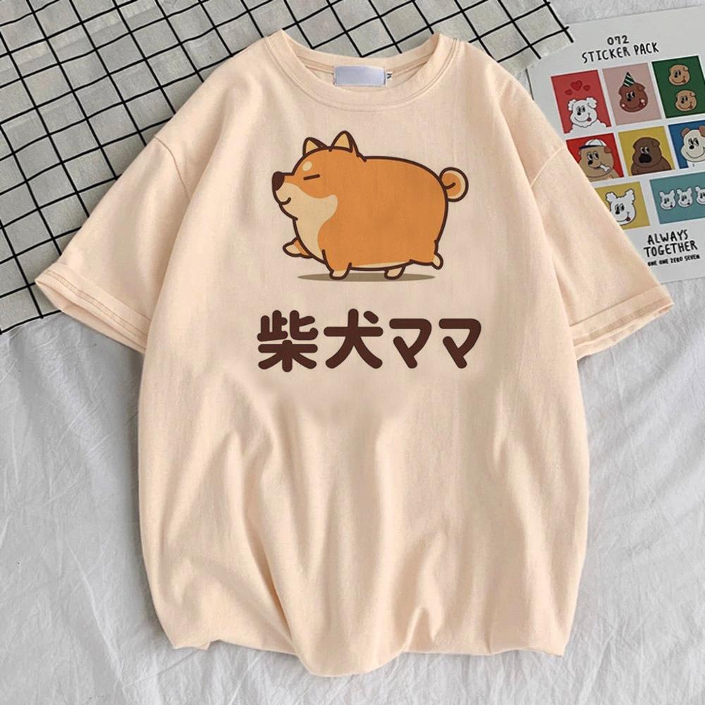 Shiba Inu Tshirt Teen Graphic Pop Culture Grunge Digital University Shirt Trendy Vintage Anime Breathable Hip Hop 2000s