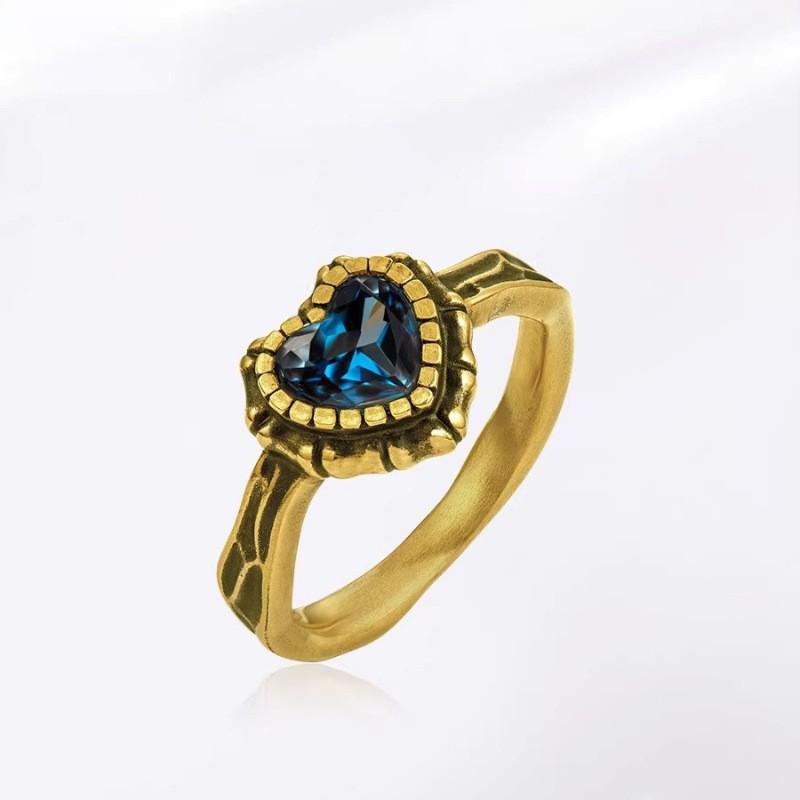 Sophisticated Antique Gold Adjustable Ring For Women With Unique Geometric Zircon Design