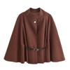Belt Poncho Capes Women Black Cloaks Winter Coats Woman Bat Sleeve Cape Coats Fashion Women's Cape Jacket
