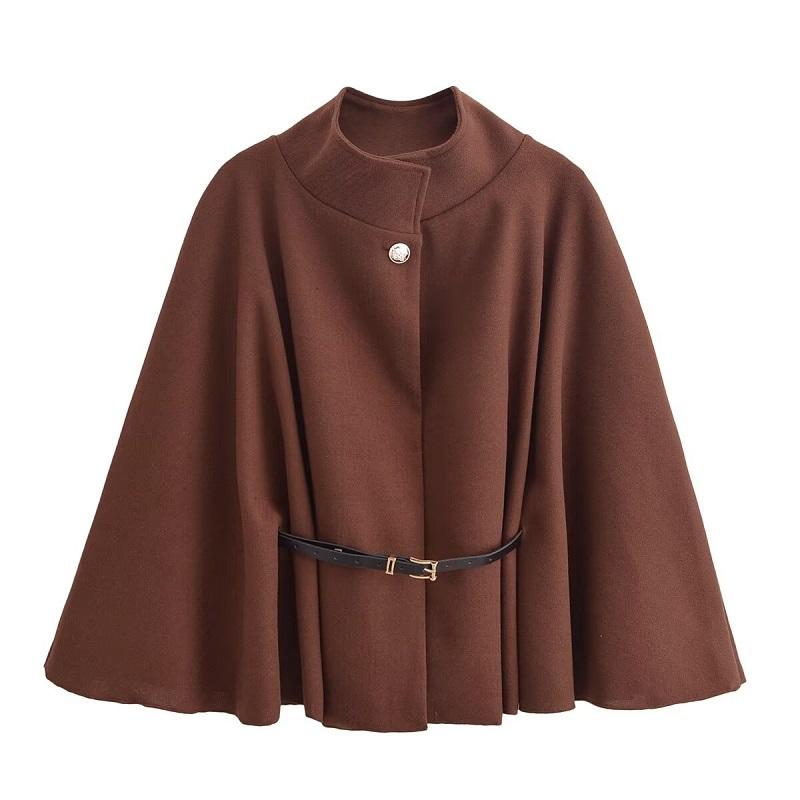Belt Poncho Capes Women Black Cloaks Winter Coats Woman Bat Sleeve Cape Coats Fashion Women's Cape Jacket