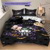3pcs Spooky Fun with Bats Stars and Pumpkins Halloween Kuromi Bedding Set Includes Quilt Cover and Pillowcases, Suitable for All Seasons, Machine