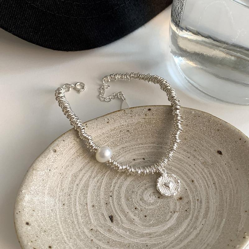 VENTFILLE Bracelet en argent sterling 925 avec perles et nœuds en bambou pour femme et fille, bijoux coréens simples, cadeau d'anniversaire, livraison directe