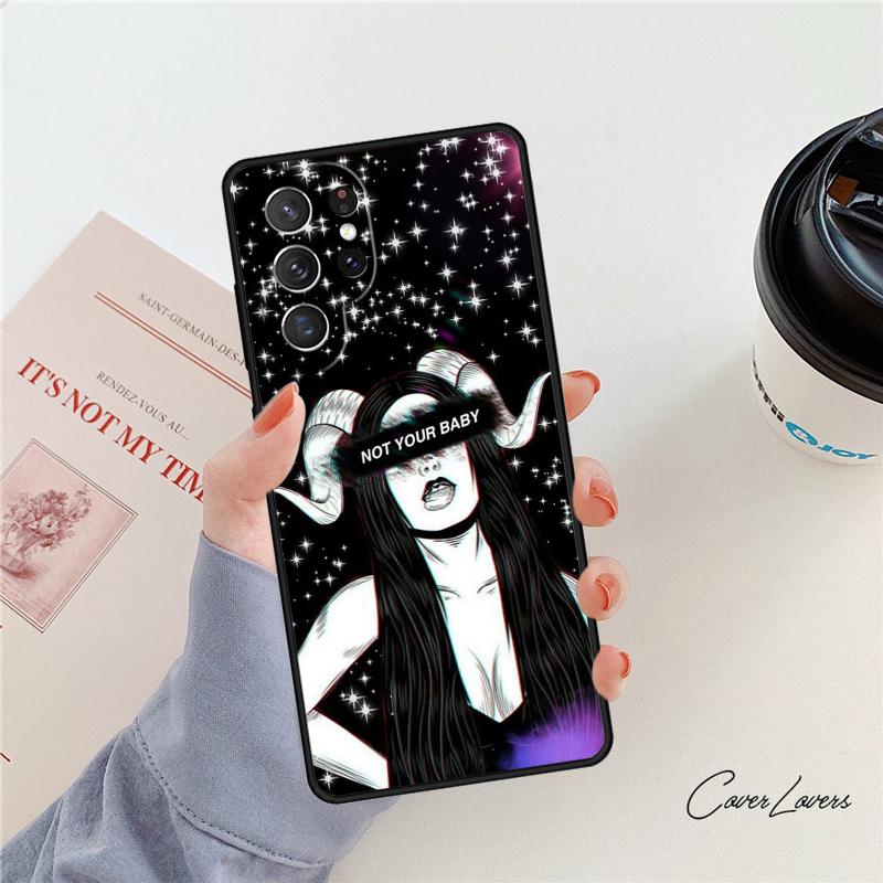 Aesthetic Devil Woman Bad Girl phone case For Samsung Galaxy S24 S25 S23 S22 Ultra Note 10 20 Plus S20 S21 FE Cover