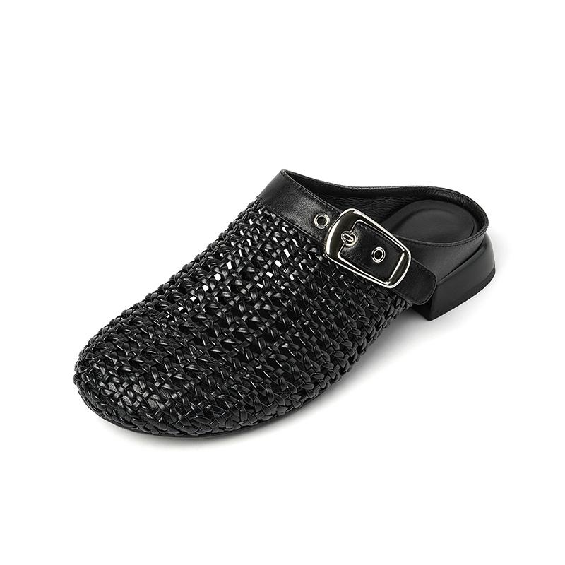 Fashion 2025 Summer Fashion Mueller Slippers Woman Low Heel Soft Bottom Casual Shoes Breathable Mesh Shoes Woman Fashion Braided Shoes