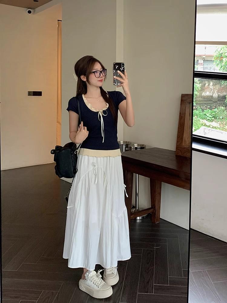 Women's 2025 Summer Ballet Style Off-Shoulder Slim Fit Short Sleeve Top