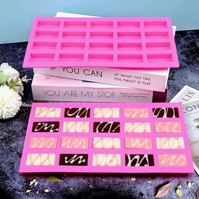 12/20/24 Cavity Chocolate Bars Silicone Mold Rectangle Square Granola Protein Energy Maker Whiskey Ice Cube Tray Candy Pralines