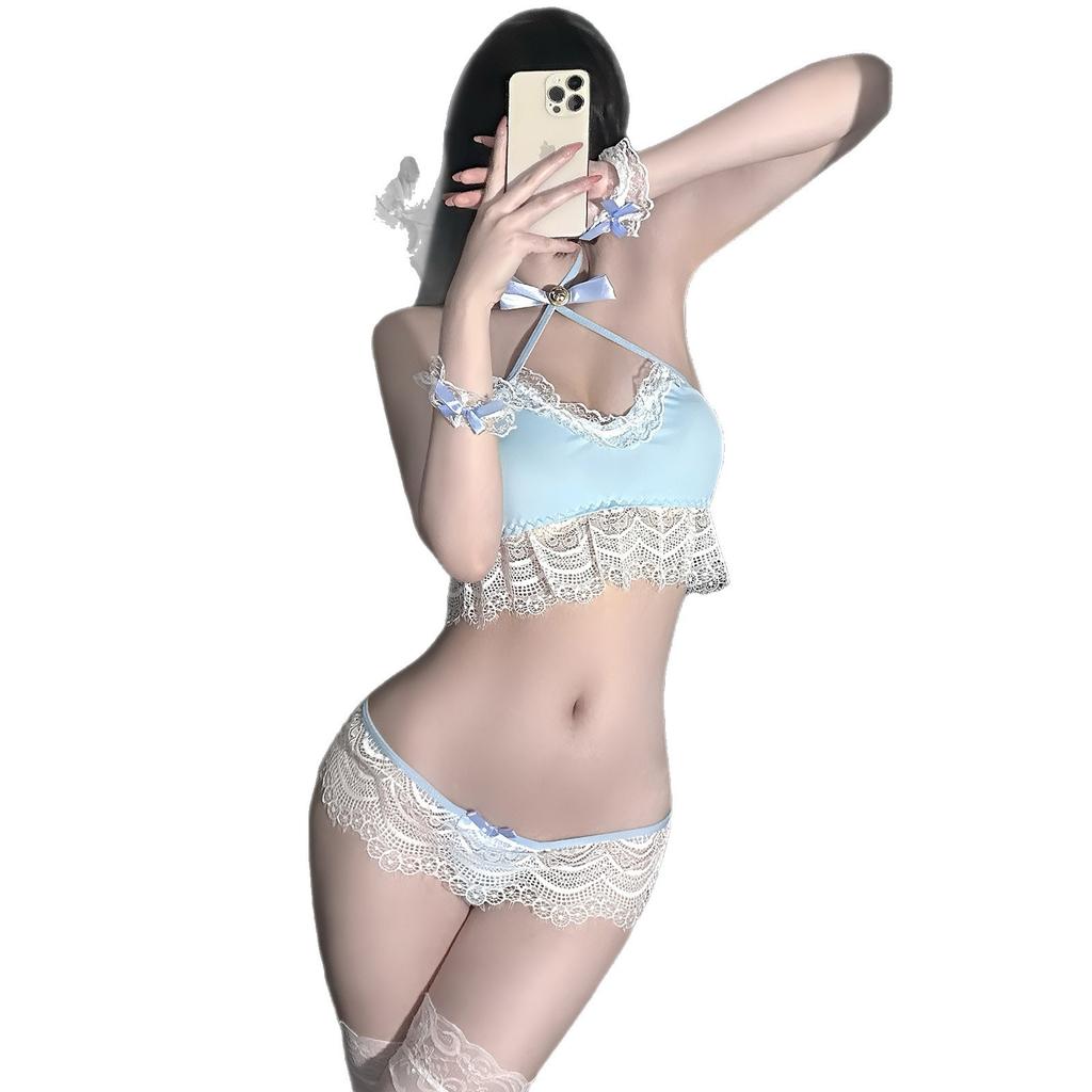 Sex Underwear Passion Seduction Set Lace Open Pearl Panties Free Three-Point Sexy Perspective Uniform