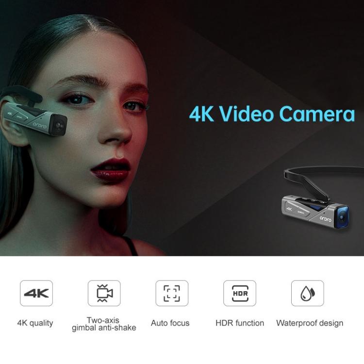 ORDRO EP7 4K am Kopf montierte Auto-Fokus Live-Video Smart Sports Kamera, Stil:Mit Fernbedienung