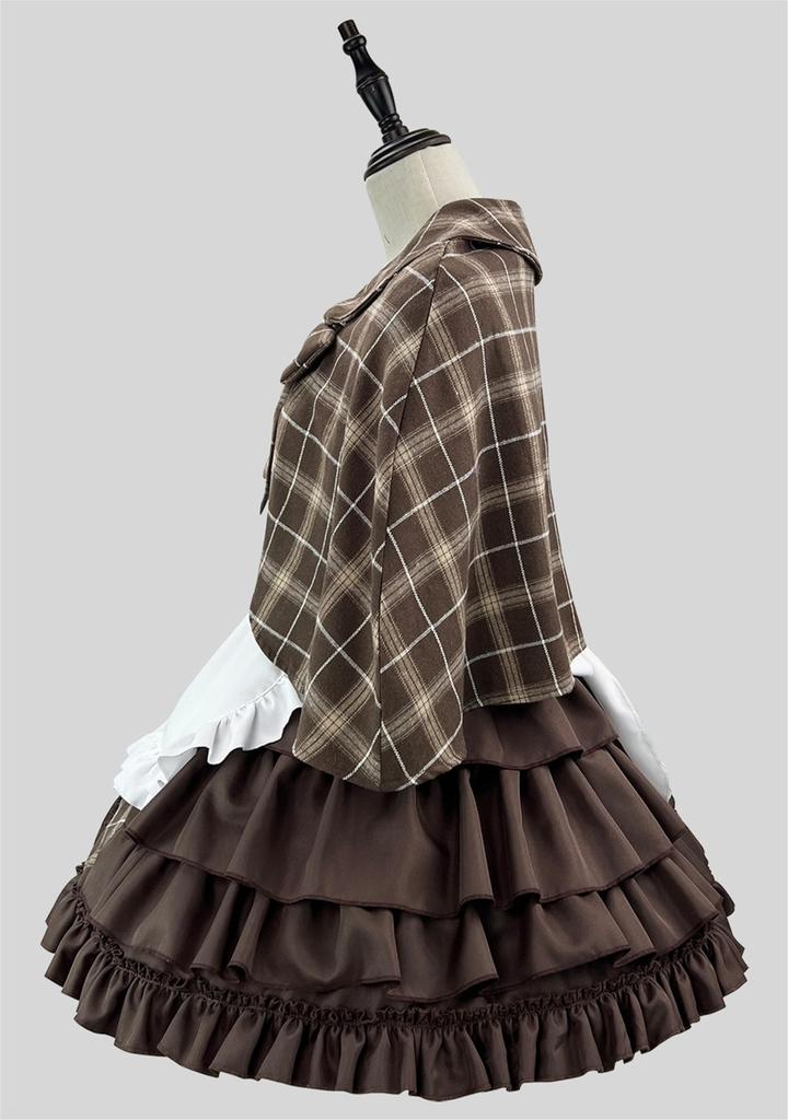 YZZYQQ Sexy and Cute Lolita Maid Anime Alice Short School Festival Brown with Size 5XL Dress, Dress, Women's Sleeves, Costume, Hat,