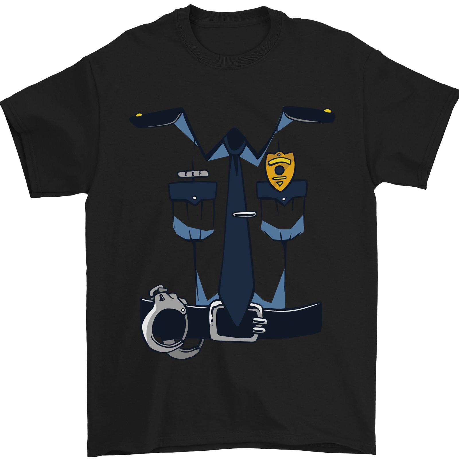 Police Fancy Dress Costume Outfit Stag Do Mens T-Shirt 100% Cotton S