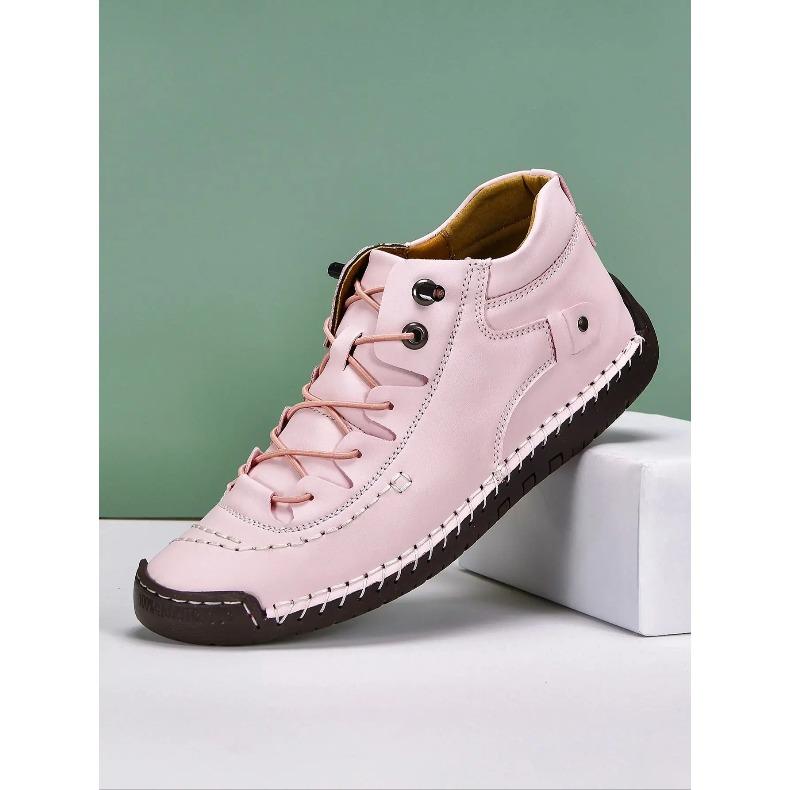 New Fashion Sneakers Women Hand-stitching Leather Casual Shoes Design Platform Loafers Breathable Flats Shoe Driving Plus Size