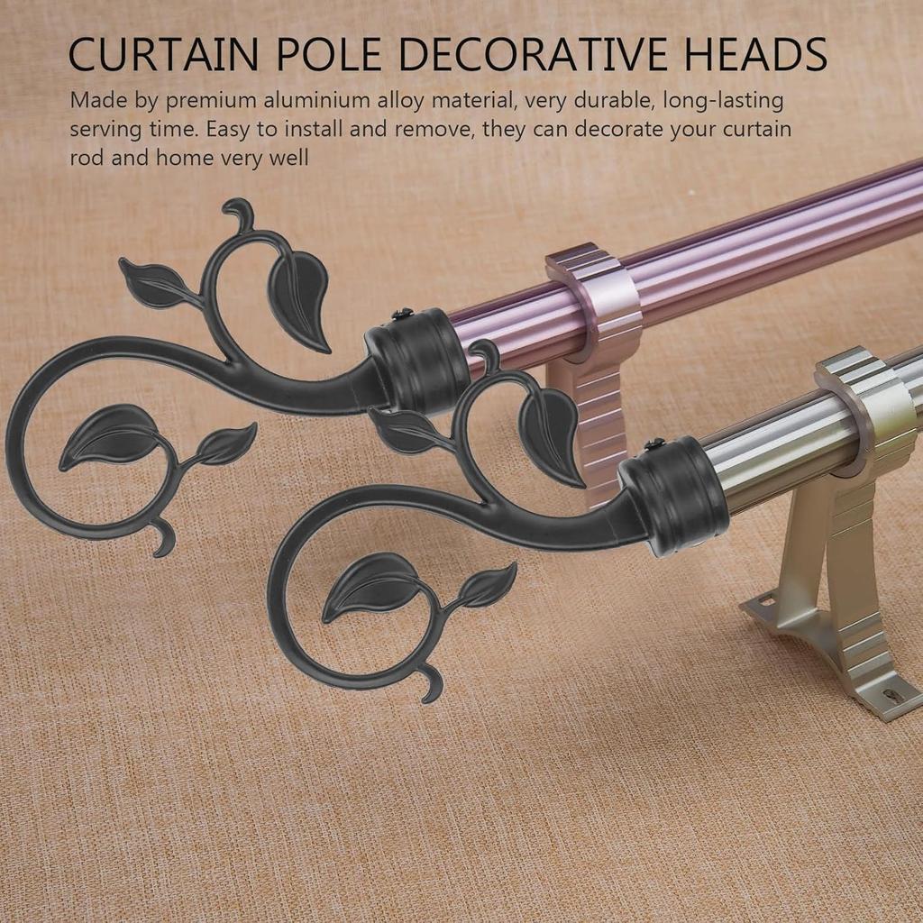 2pcs Black Curtain Rod Ends Decorative Curtain Pole Finials Standard Rods Vintage Boho Style Finials for Living Room Bedroom Home DeCor