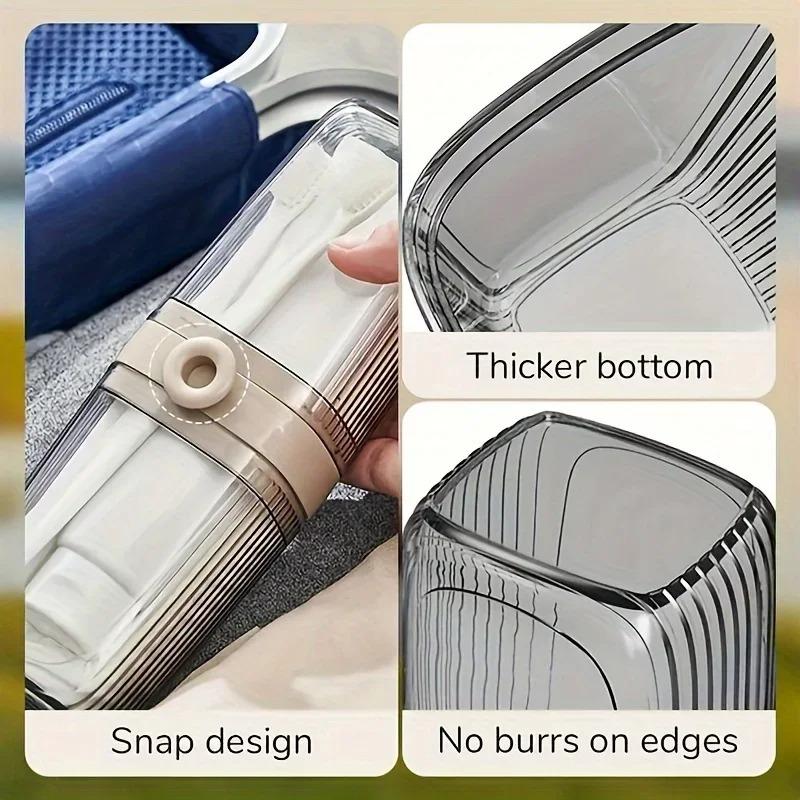 Light Luxury Travel Set, Portable Soap Basin & Toothbrush Holder with Oval Design, Durable Plastic Camping Bathroom Accessories