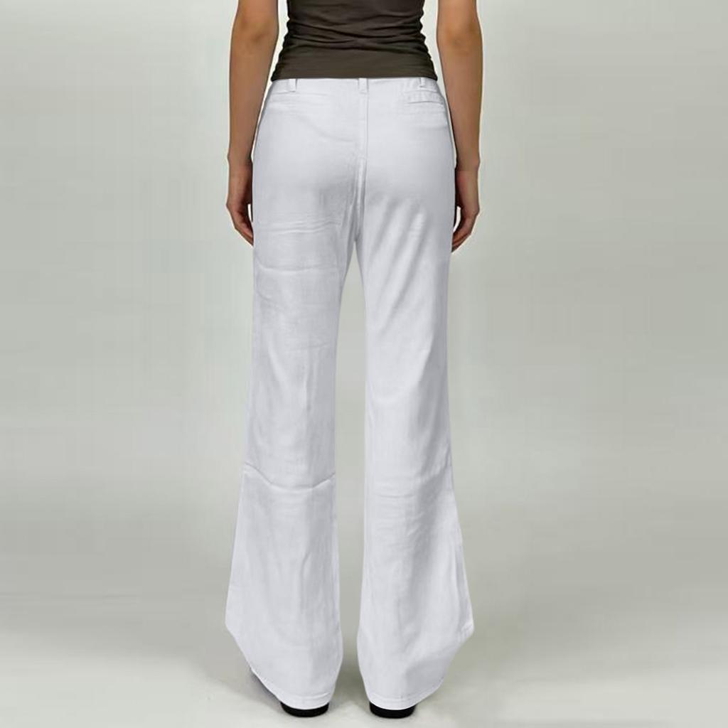 Women's Mid- Stretch Jeans Fashion Straight Leg Denim Pants With Pockets