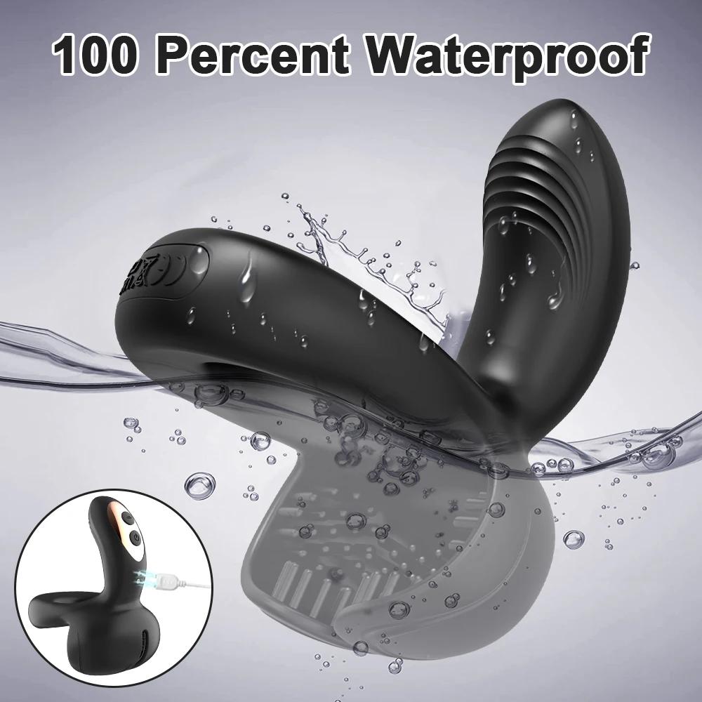 Remote Control Cock Ring for Men Penis Vibrator Male Ejaculation Delay Testicles Perineum Stimulator Massage Sex Toy for Couples