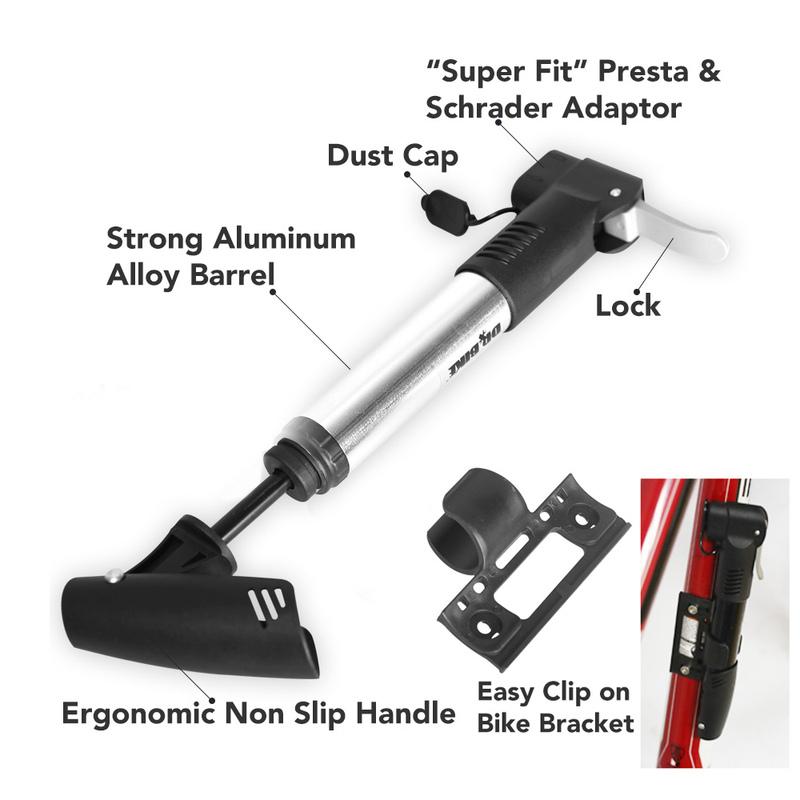 High Pressure Air Inflator Pump Portable Bicycle Pump Bike Hand Pump with Holder for Schrader and Presta Valve