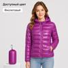 Women's Down Coats - Women Ultralight Packable Hooded Puffer Jacket, Solid Color Full Zip Quilted Short Coat with Storage Bag, Windproof Lightweight