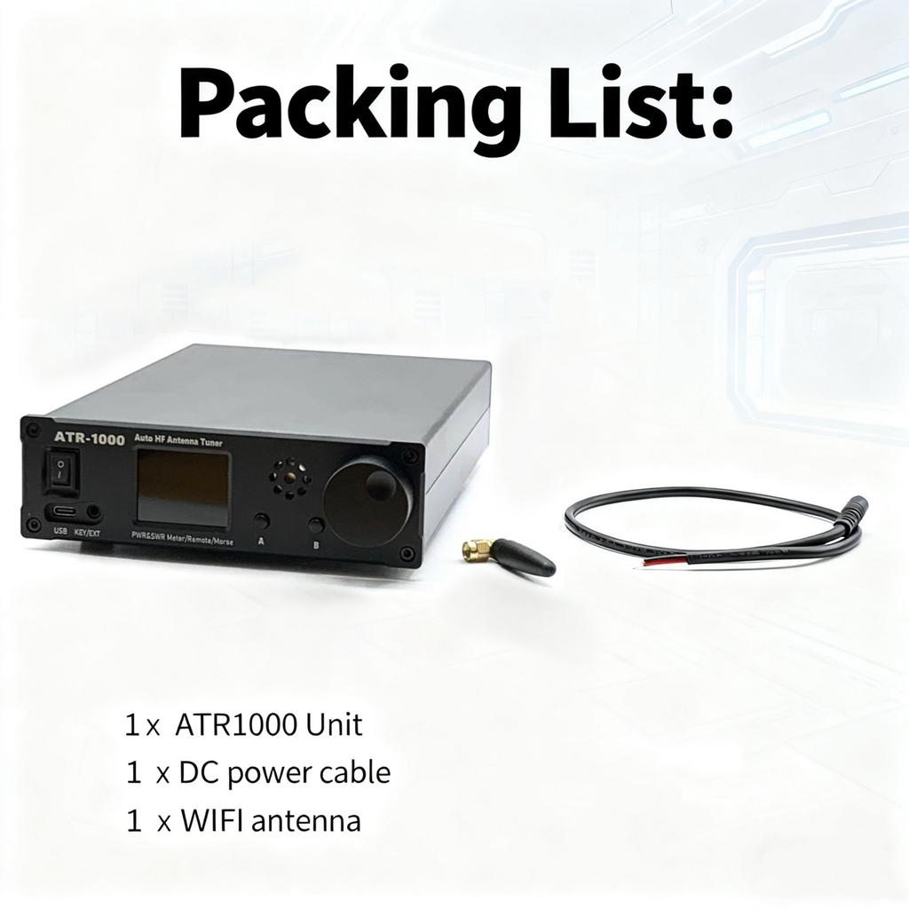 AMNVOLT ATR1000 1000W 1.8-30MHz Automatic Antenna Tuner 1.8In TFT Screen HF Shortwave Radio Tuner 3 Modes Mini Radio Equipment