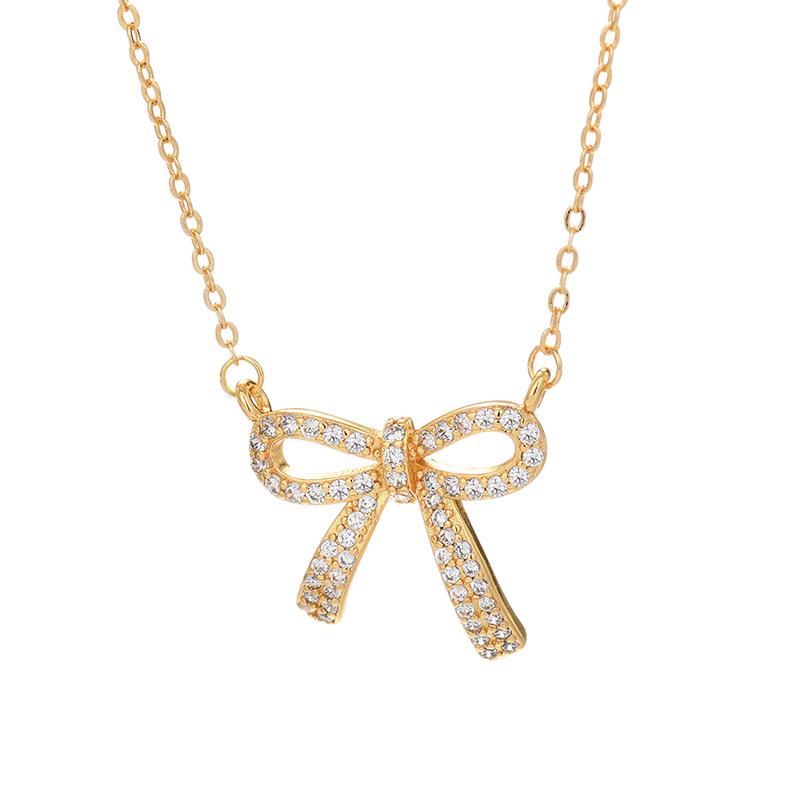 Elegant Zircon Fairy Bow Necklace: Versatile Clavicle Chain Choker