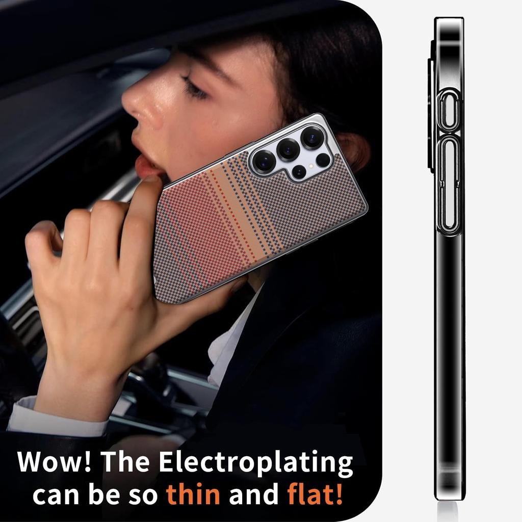 For Samsung Galaxy S25 S25 Ultra S24 S24 Ultra Electroplated Carbon Fiber Texture Magnetic Wireless Charging Phone Case