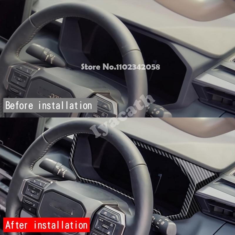 RHD FÜR TOYOTA HILUX 2026 2027 ABS Rotes Kohlefaser Front Armaturenbrett Instrumentenanzeige Bildschirm Panelabdeckung Innenzubehör
