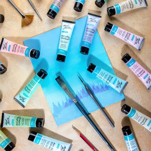 Mont Marte Acrylic Paint Set, Pastel Colors, Modern Design, Decorative Items, 24 Colors (36ml), Great Set, Perfect for Fabric, Canvas, Wood Products,