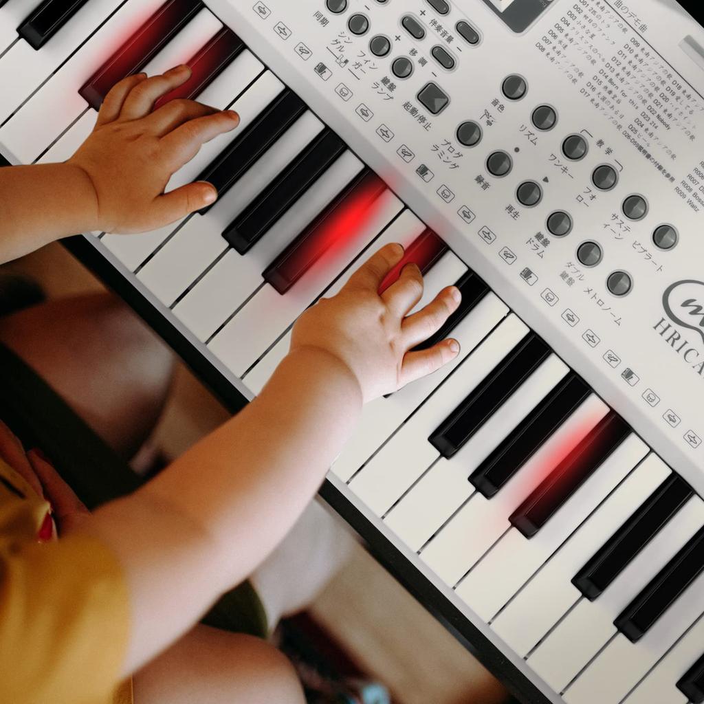 Hricane Electronic Piano Keyboard, 61 Keys, 200 Tones, 200 Rhythms, 60 Demo Songs, LCD Display, Illuminated Keys, Japanese Language Panel, Headphone