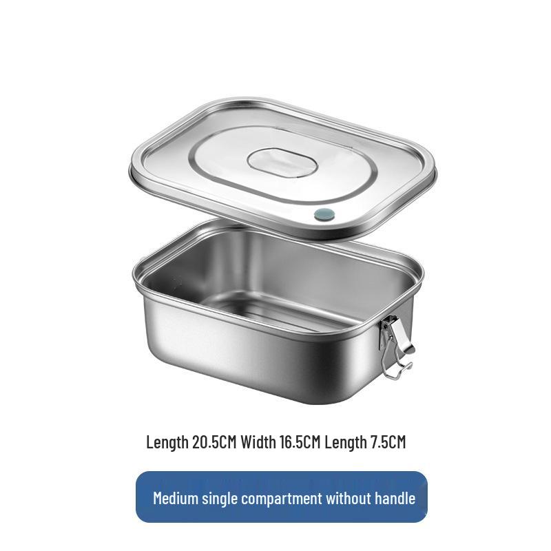 304 Stainless Steel Bento Lunch Box with Lid & Handle - Portable, Sealed Meal Container for Students & Office Workers