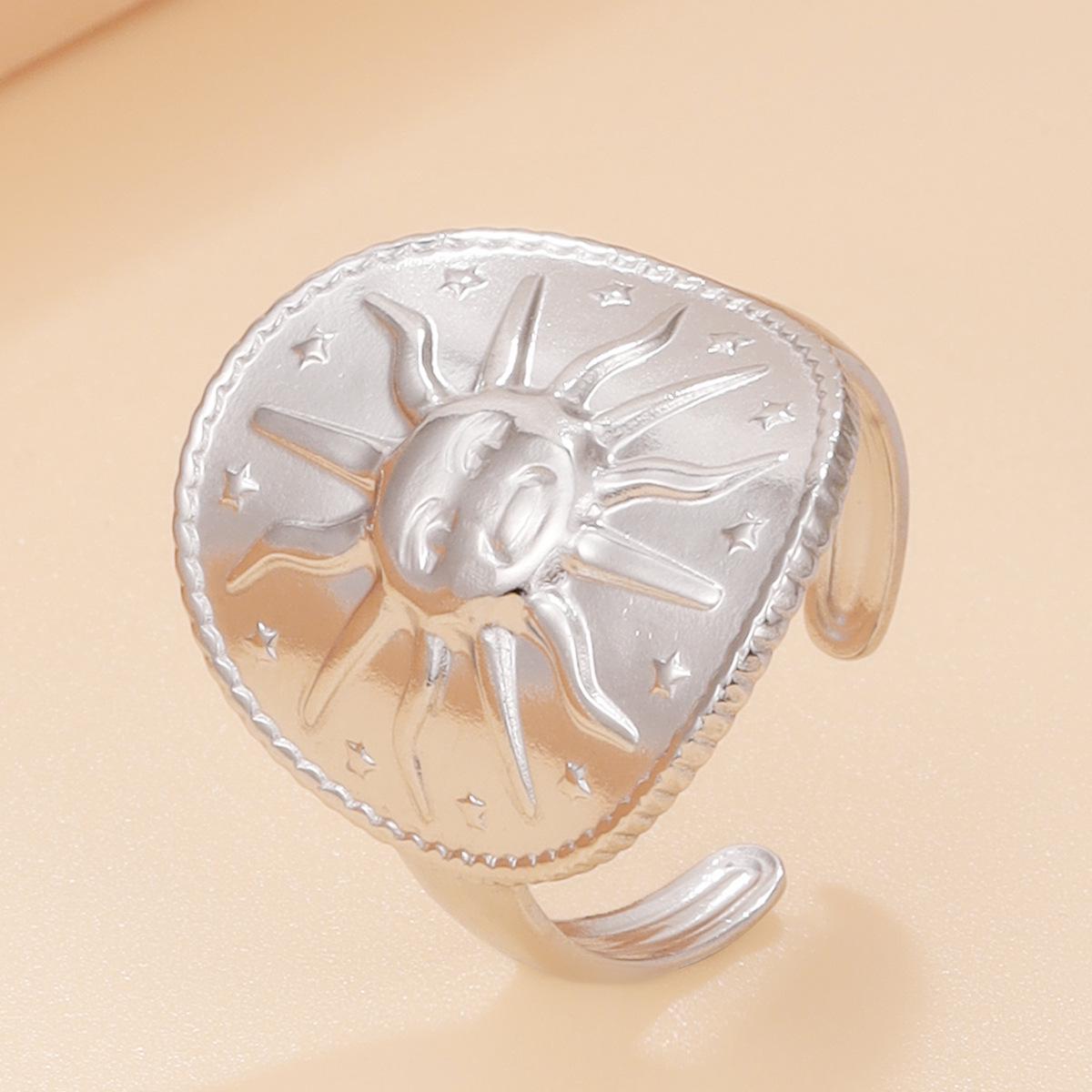Retro Elegant Stainless Steel Sun Star Adjustable Ring