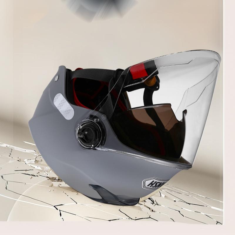 1Pcs Electric Bike Half Helmet Double Lens Electric Motorcycle Helmet Summer Sun Protection Safety Helmet For Women Men