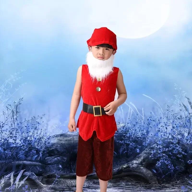 Children Snow White Seven Dwarfs Costume Children Christmas Halloween Short Sleeves Costumes Kids Cosplay Performance Costume 100cm