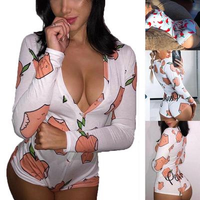 Damen Sexy Body Langarm Tiefer V-Ausschnitt Bodycon Stretch Leotard Crop Tops Knopf Kurzer Strampler Nachtwäsche Overalls für Damen