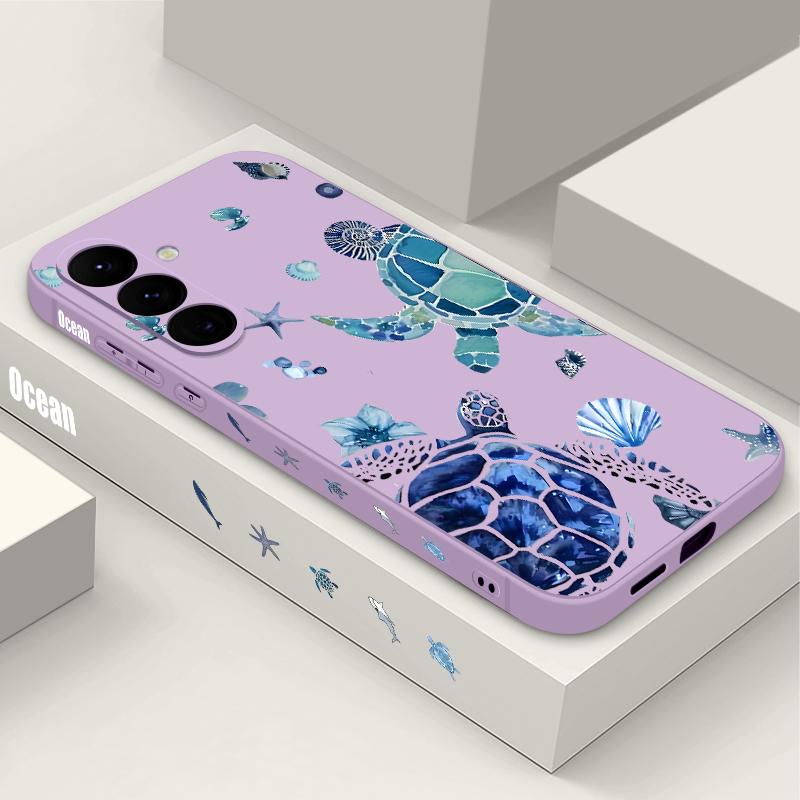 

Мягкий ТПУ чехол для телефона Samsung Galaxy S24 S25 FE S25 S23 S22 Ultra A17 A56 A16 A55 A25 A15 A36 A54 5G Синий чехол с принтом черепахи Galaxy S22 5G