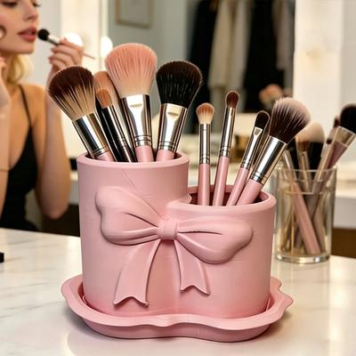 Portabolígrafos de Lazo Impreso en 3D Lindo Portalápices con Forma de Lazo Organizador de Pinceles de Maquillaje de Escritorio para Decoración de Escritorio Escolar, Hogareño y de Oficina