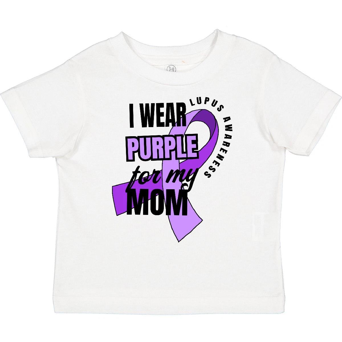 Inktastic I Wear Purple For My Mom Lupus Awareness Toddler kids boys T-Shirt Ribbon Child 120
